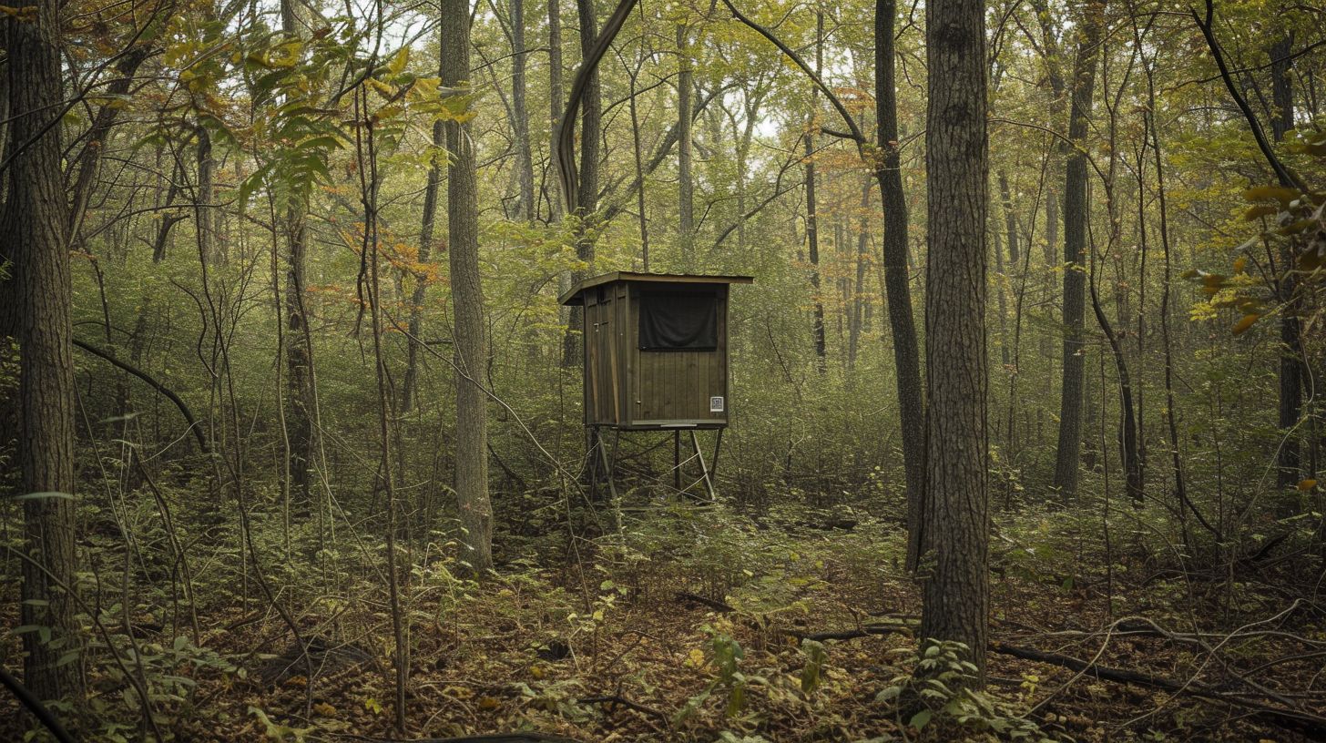 Three top-rated turkey blinds in a dense forest captured in Wildlife Photography.